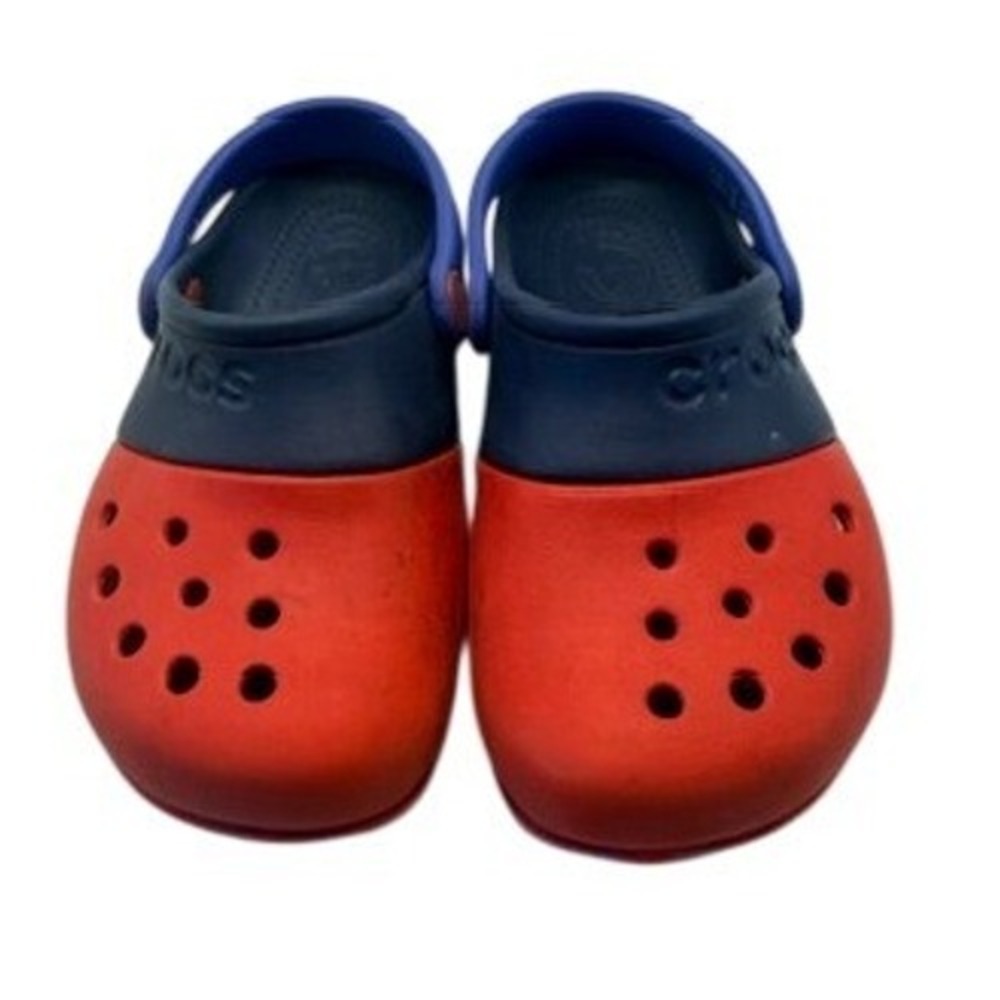 Crocs Electro II Clogs Red Navy Blue Kids Size C11 Two Tone Water Shoes